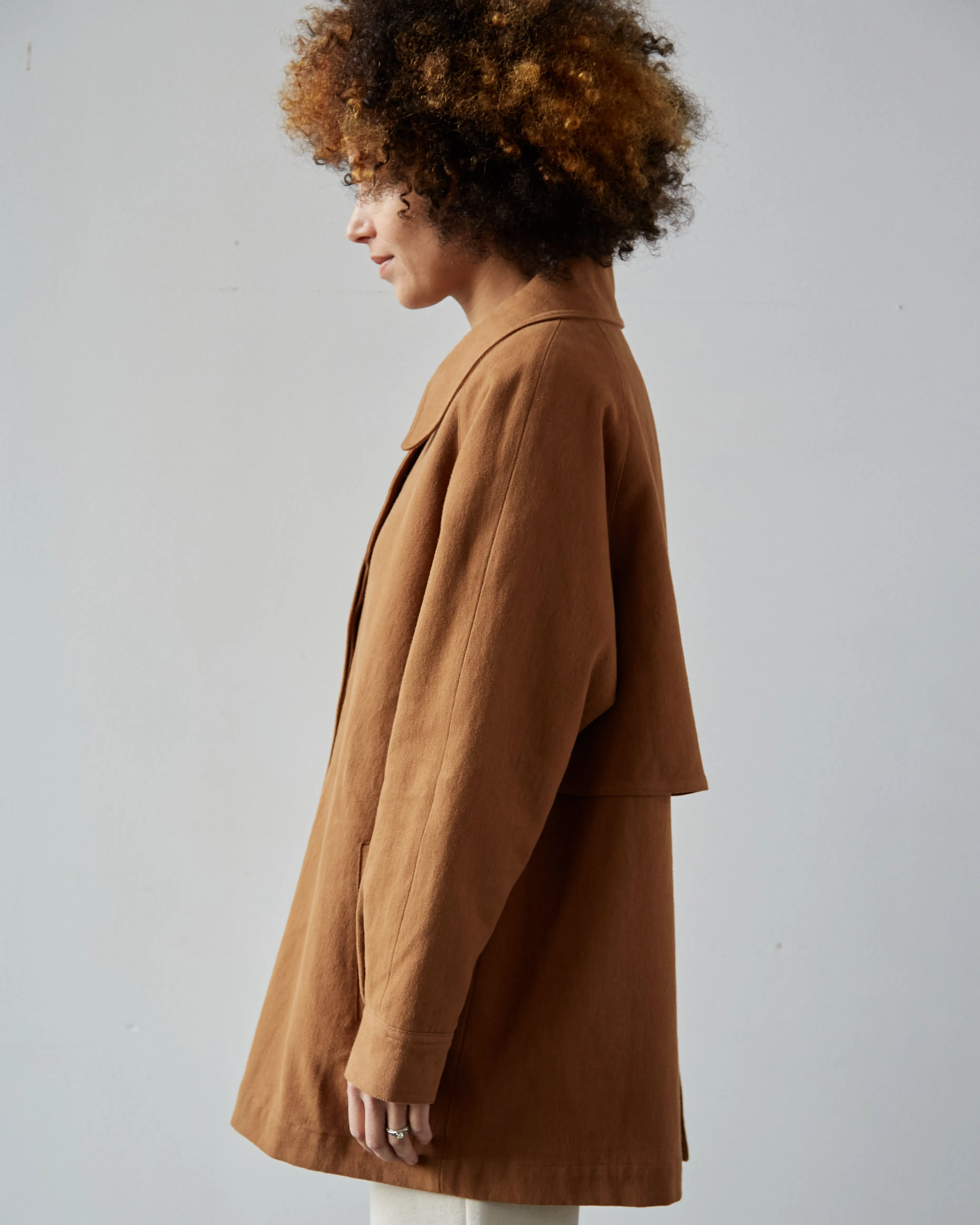 7115 Layered Short Coat, Cinnamon