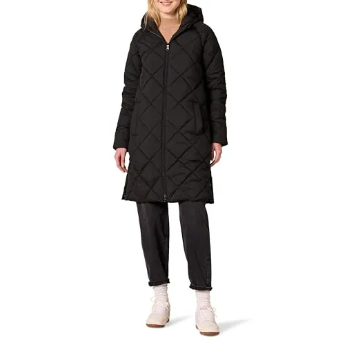 Amazon Essentials Women's Heavyweight Diamond Quilted Knee Length Puffer Coat, Black, X-Small