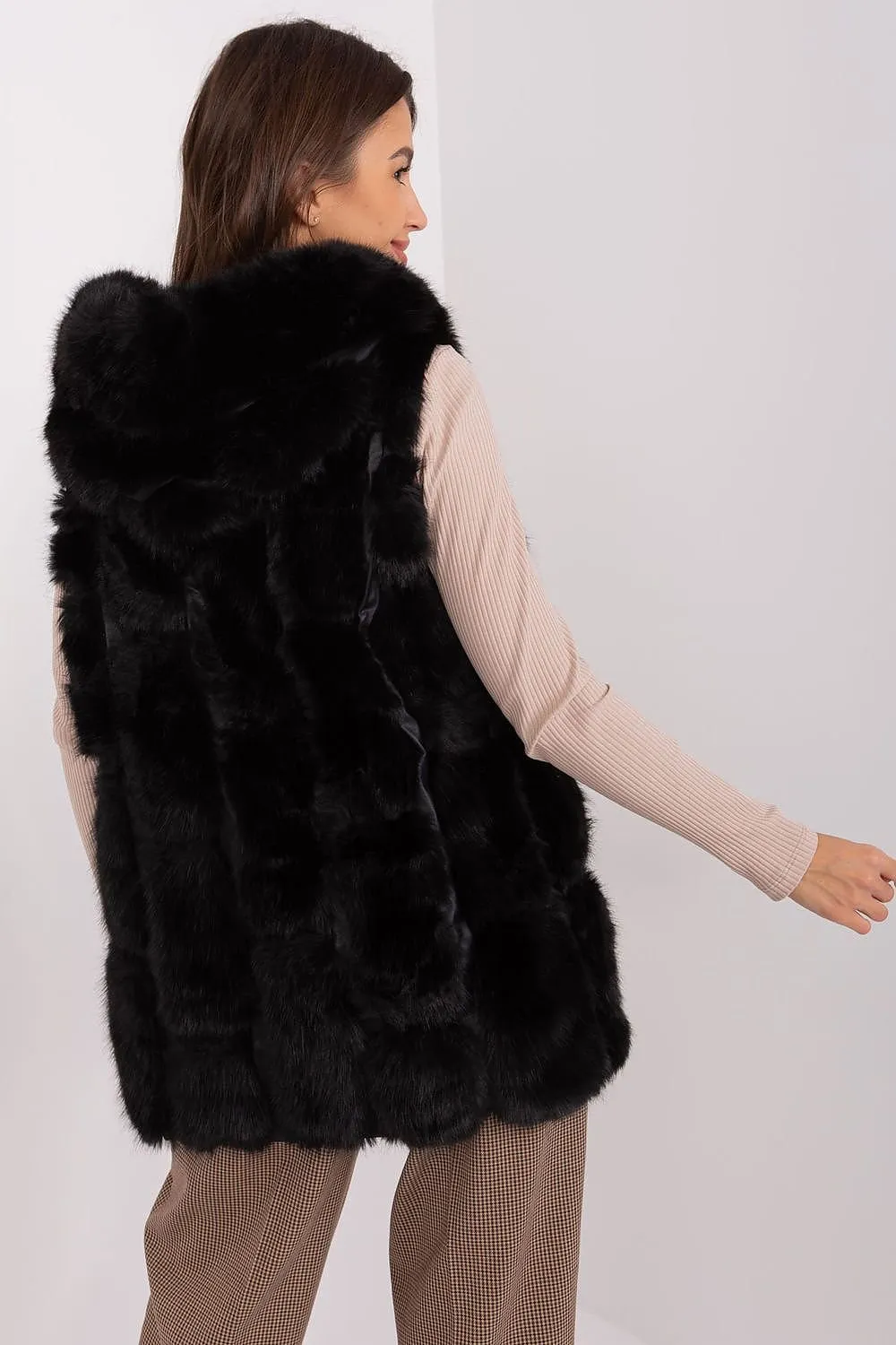 A.T.  European Women's Faux Fur Hooded Winter Vest/Gilet-up to 3XL