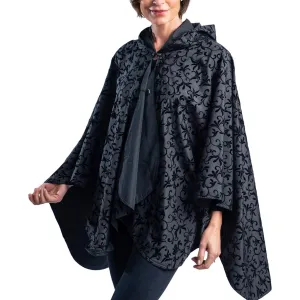 Black with Velvet Swirls Reversible Rain Cape