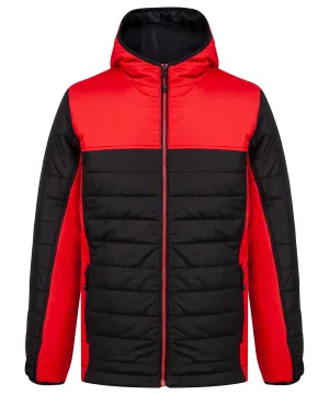 Black/Red - Hooded contrast padded jacket