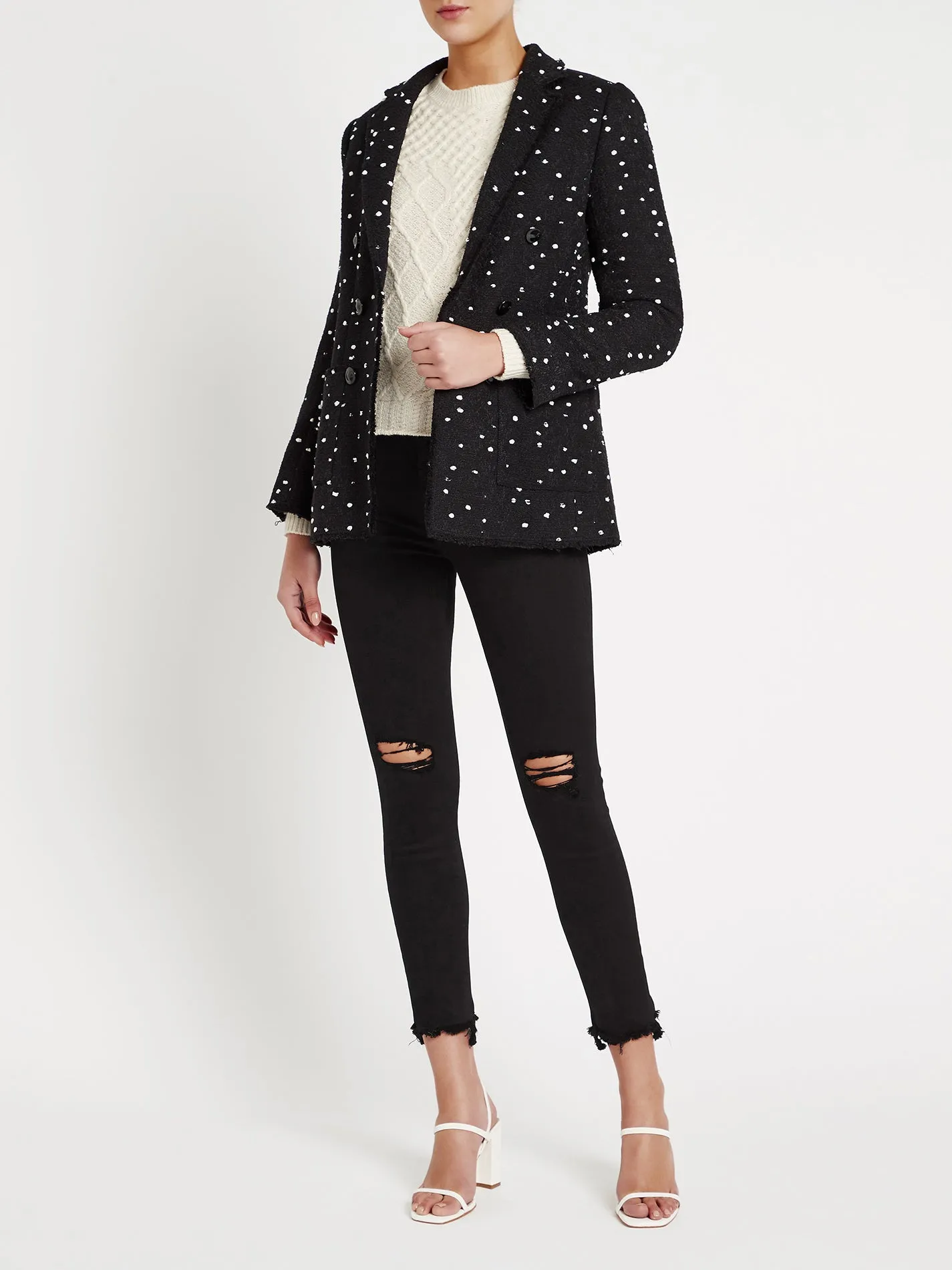 Boucle Dot Tweed Blazer