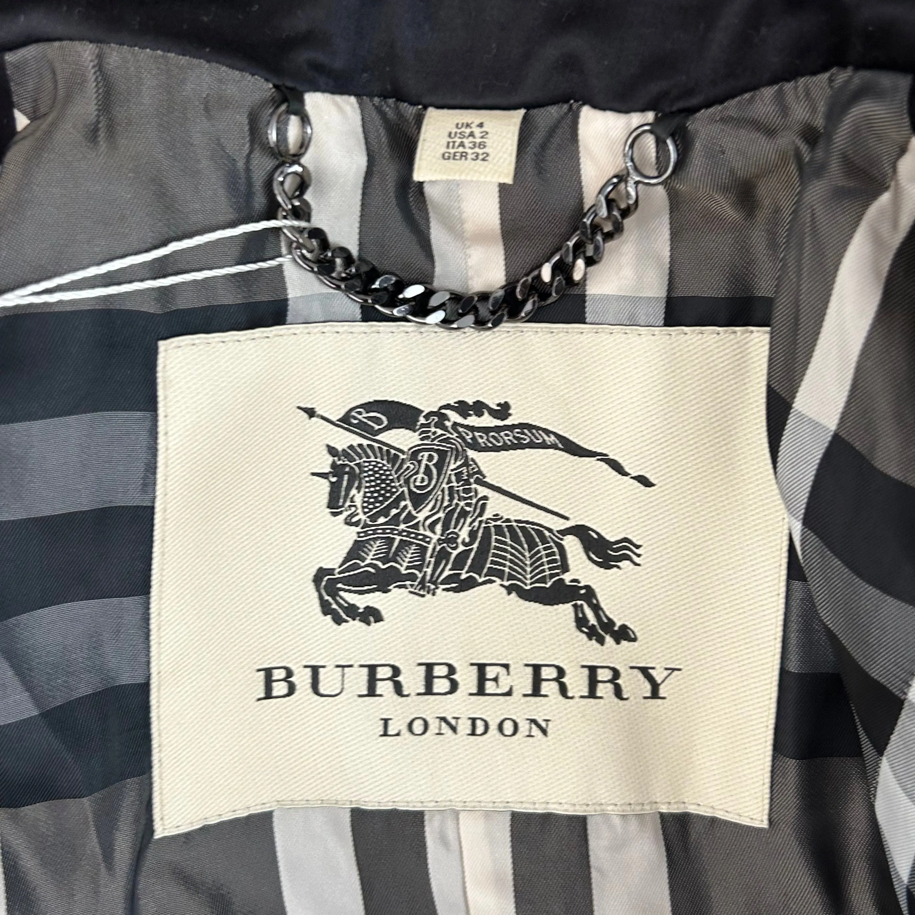 Burberry Brand New £1790 Black Classic Short Kensington Trench Coat XXS