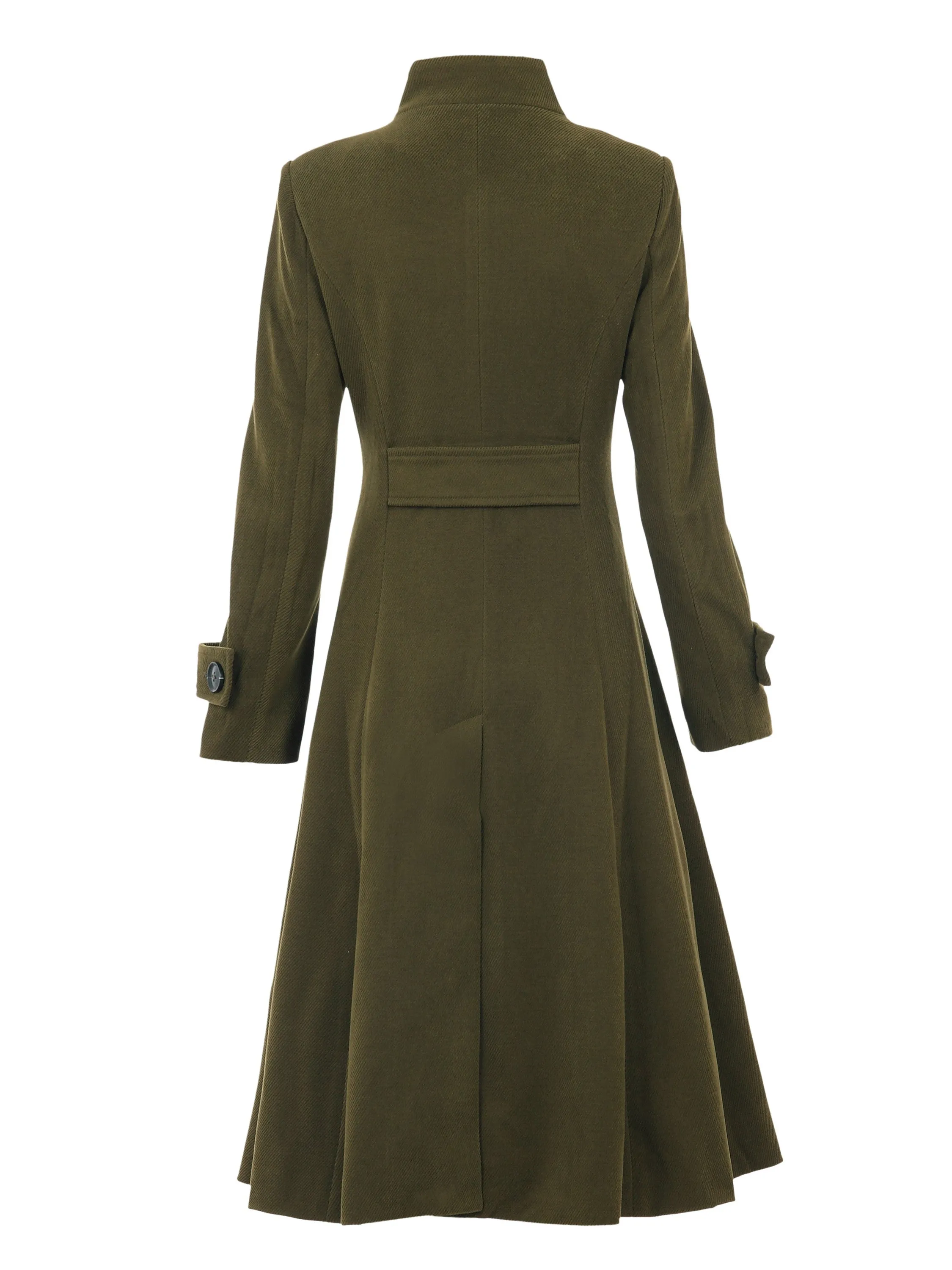 Button Front Flared Coat, Soldier Green