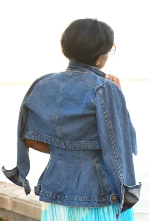 Cape it Casual | Denim Peplum Cape Jacket