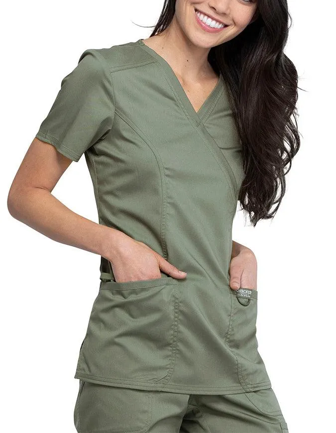 Cherokee Workwear Revolution Women's Mock Wrap Top