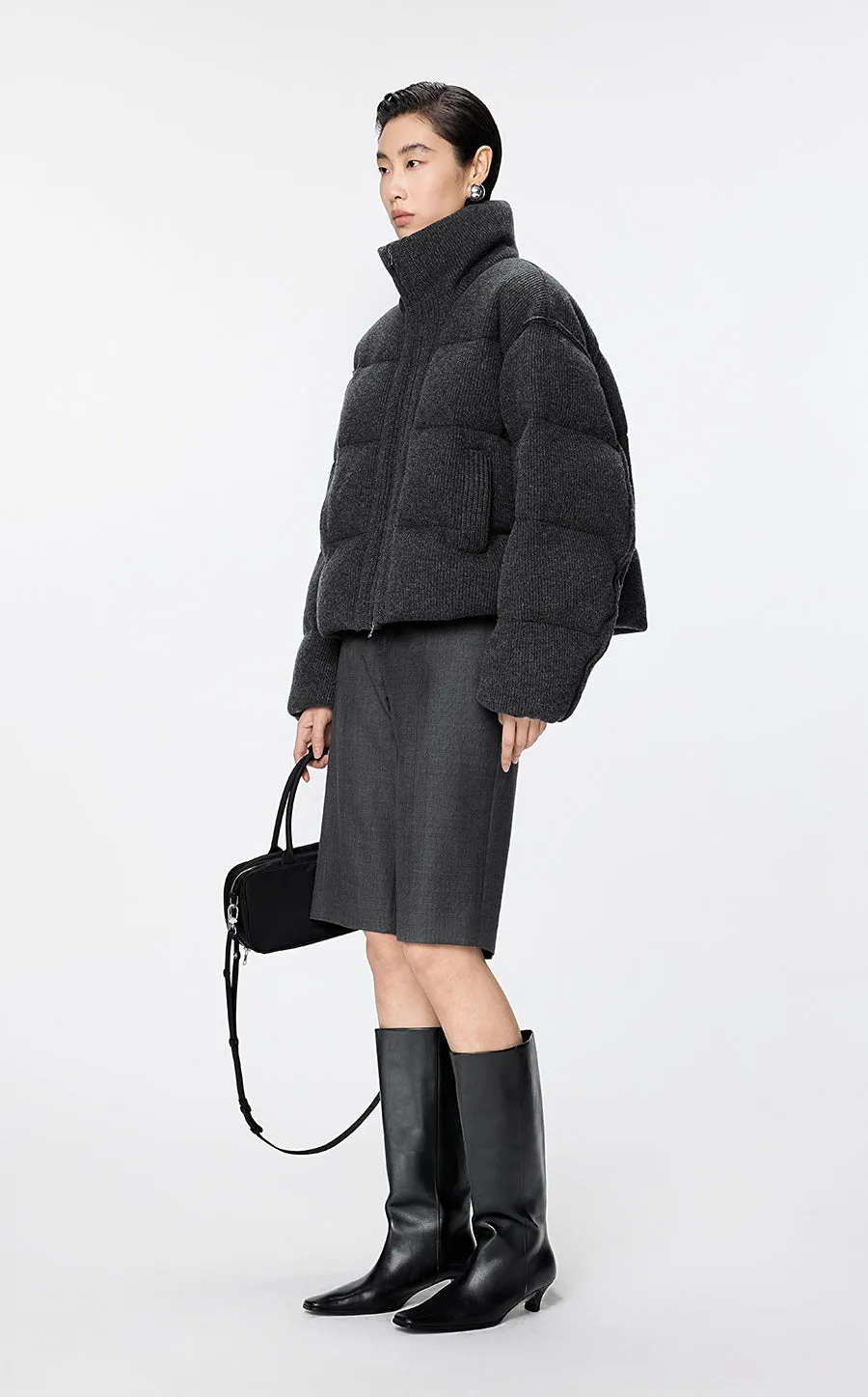 Coat / JNBY Cashmere-Blend Oversized Short Down Puffer