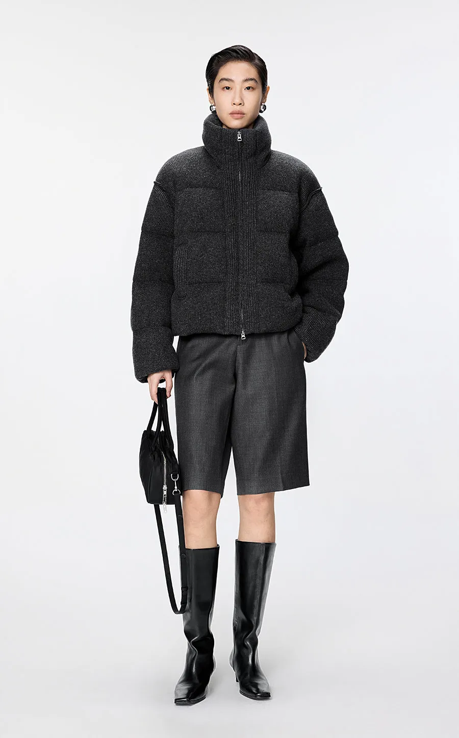 Coat / JNBY Cashmere-Blend Oversized Short Down Puffer