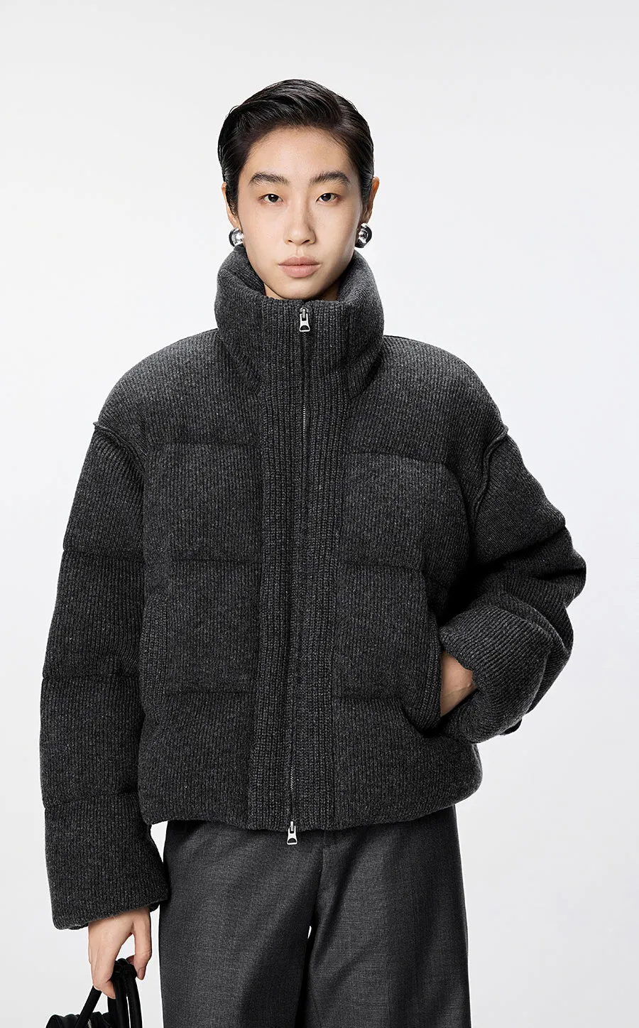 Coat / JNBY Cashmere-Blend Oversized Short Down Puffer