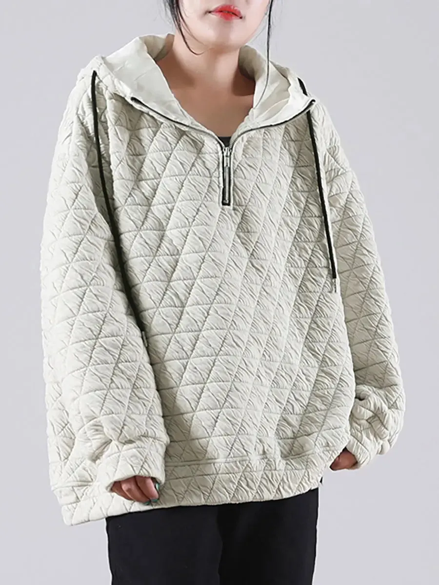 Drawstring Zipper Hooded Sweatshirt