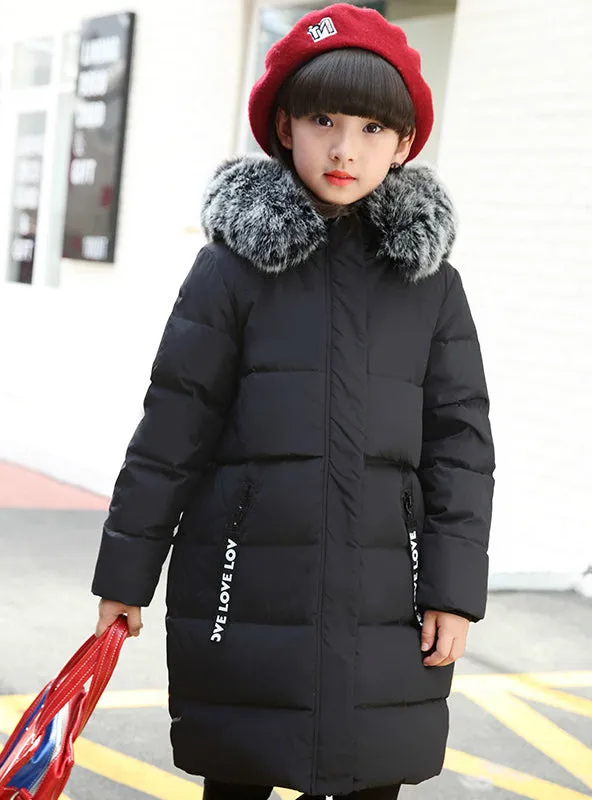 Duck Down Jacket For Girl Clothes Outerwear Fur