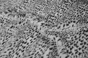 F1: Black And Misty White Leopard Faux Fur