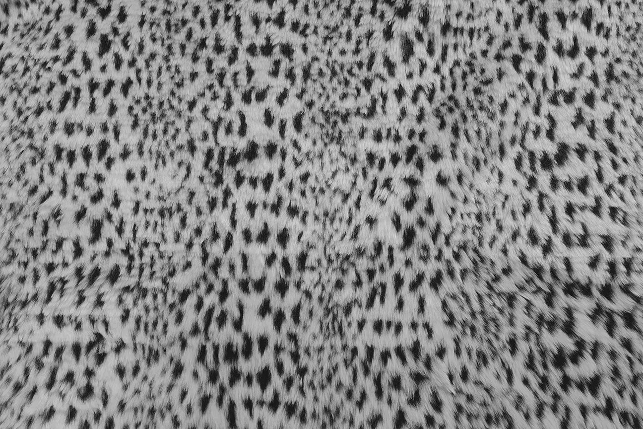 F1: Black And Misty White Leopard Faux Fur