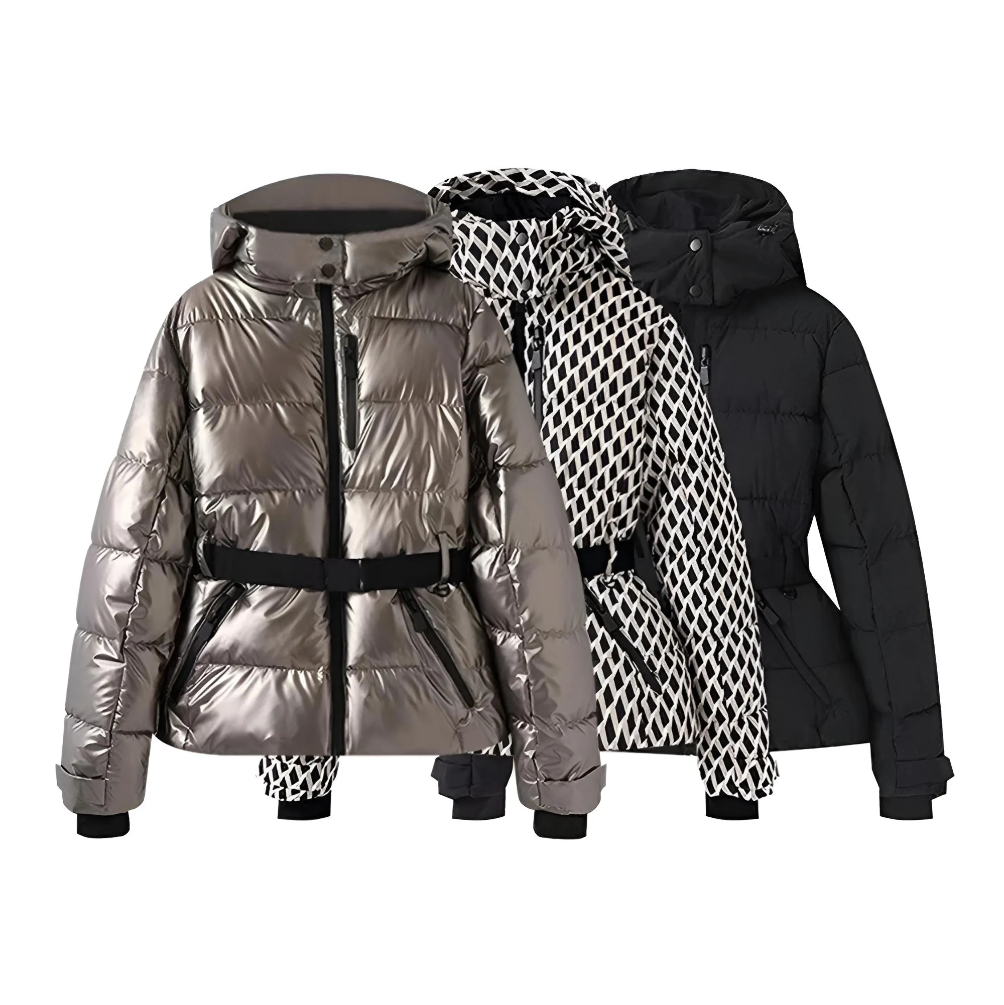 Fashion Waist Women's Hooded Belt Jacket