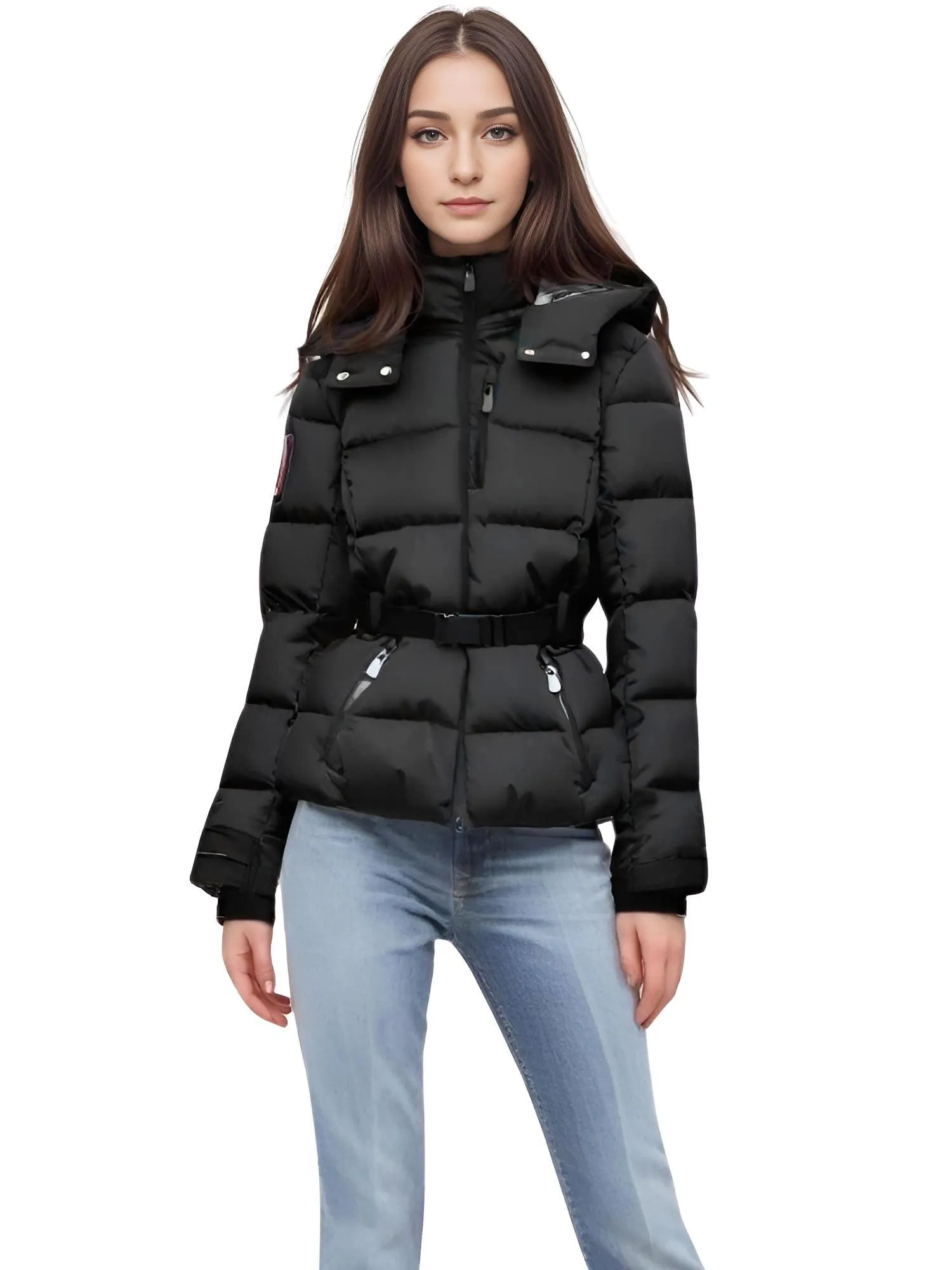 Fashion Waist Women's Hooded Belt Jacket