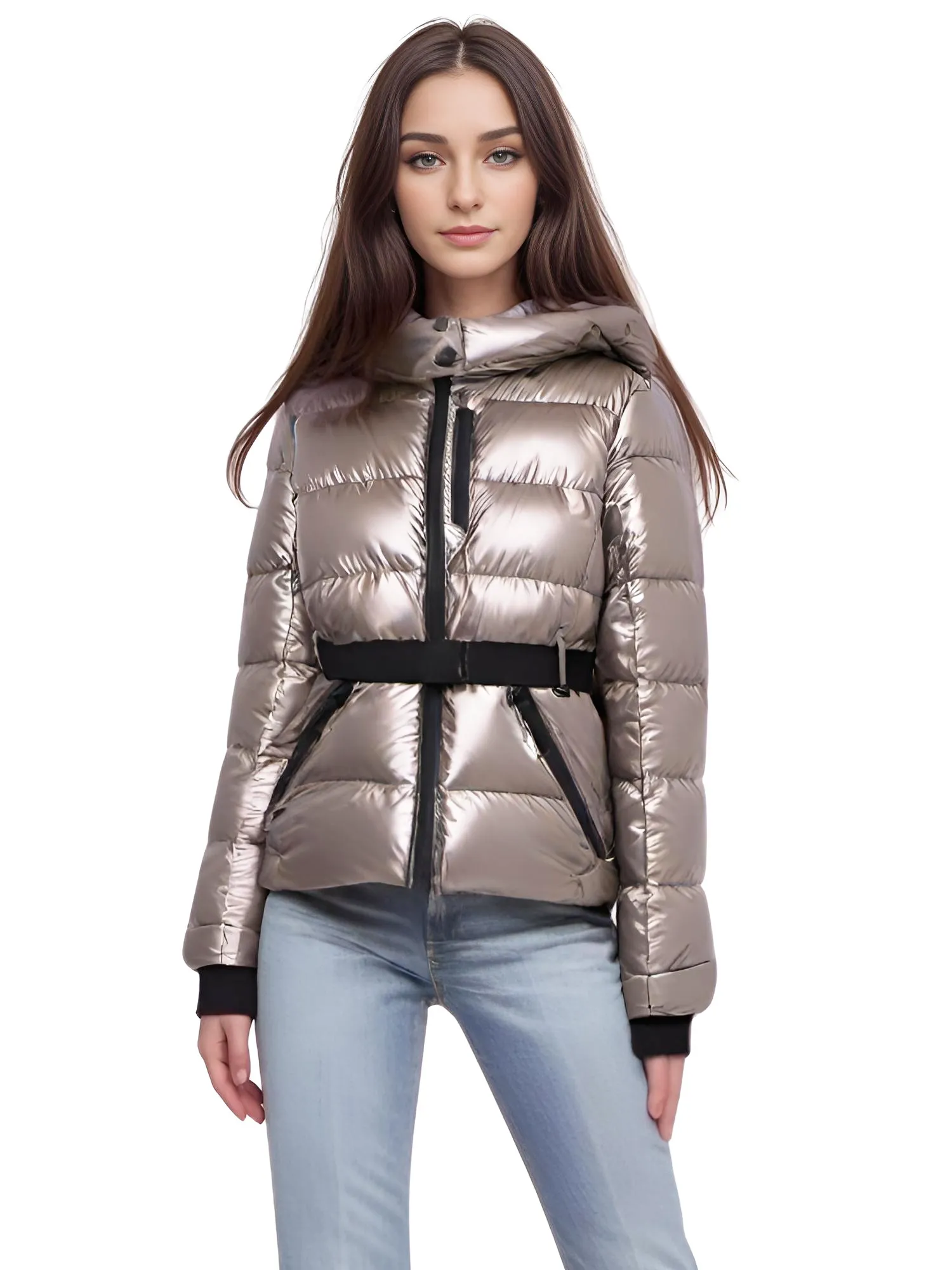 Fashion Waist Women's Hooded Belt Jacket