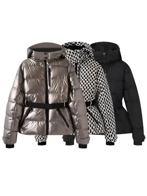 Fashion Waist Women's Hooded Belt Jacket