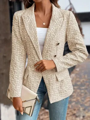 Floral Textured Double-Breasted Blazer