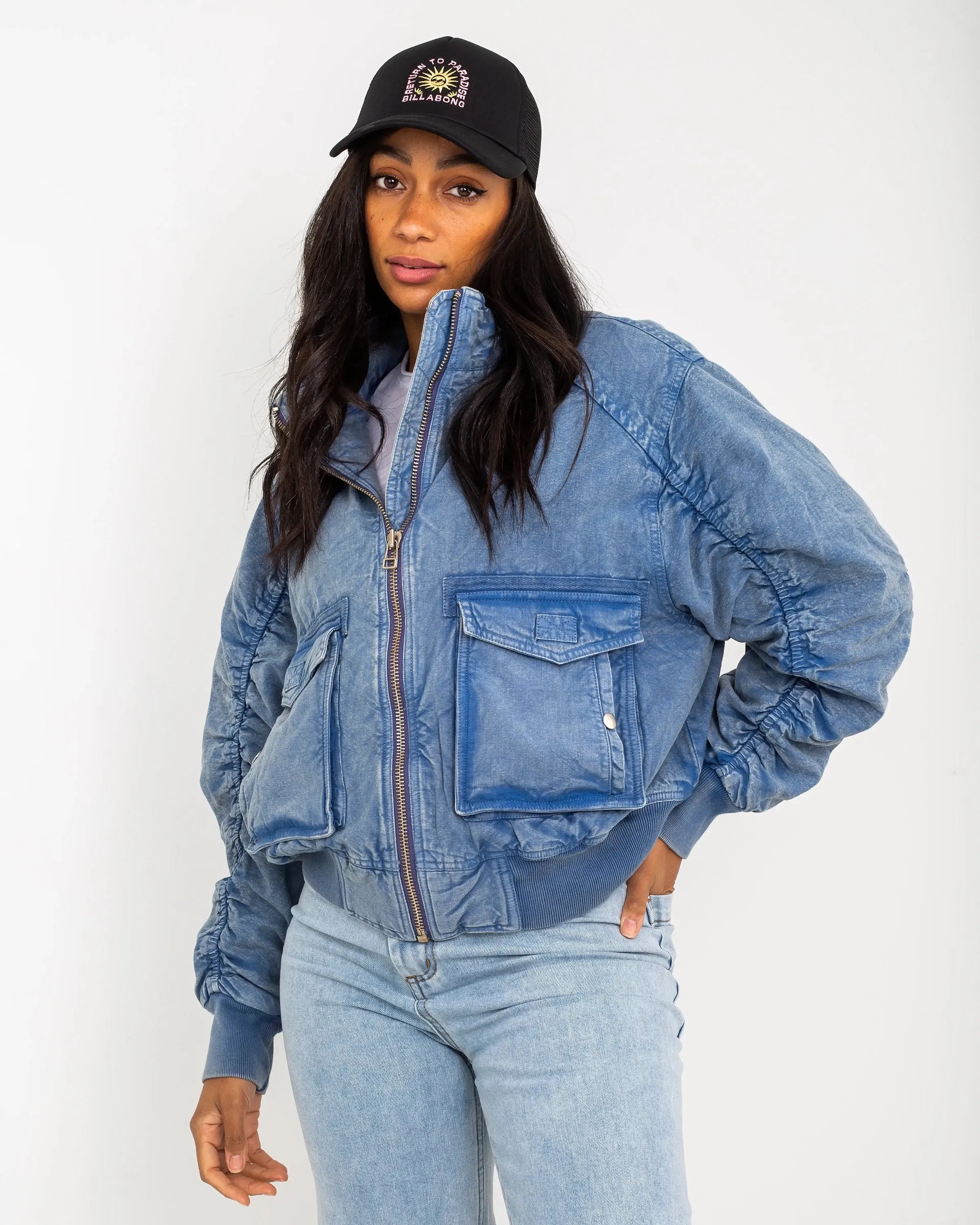 Flying High Bomber Jacket in Denim Grey