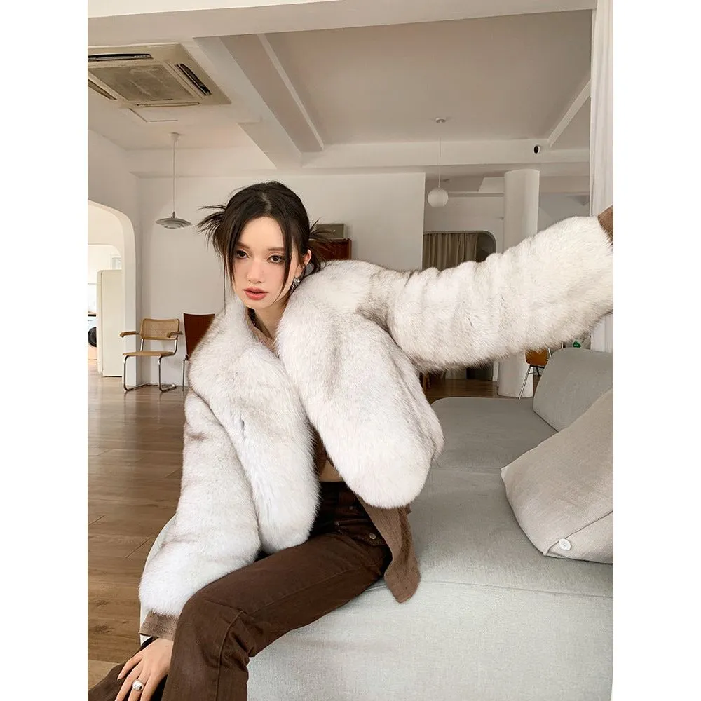 Fox Fur Thick Short Furry Coat