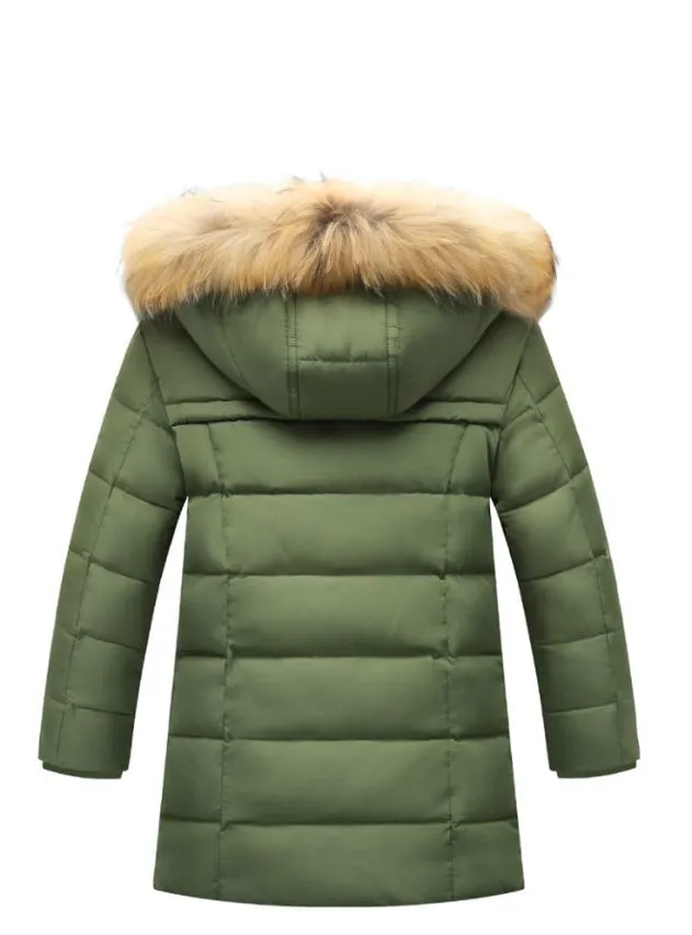 Fur Warm Coat Boys Hooded Down Outerwear