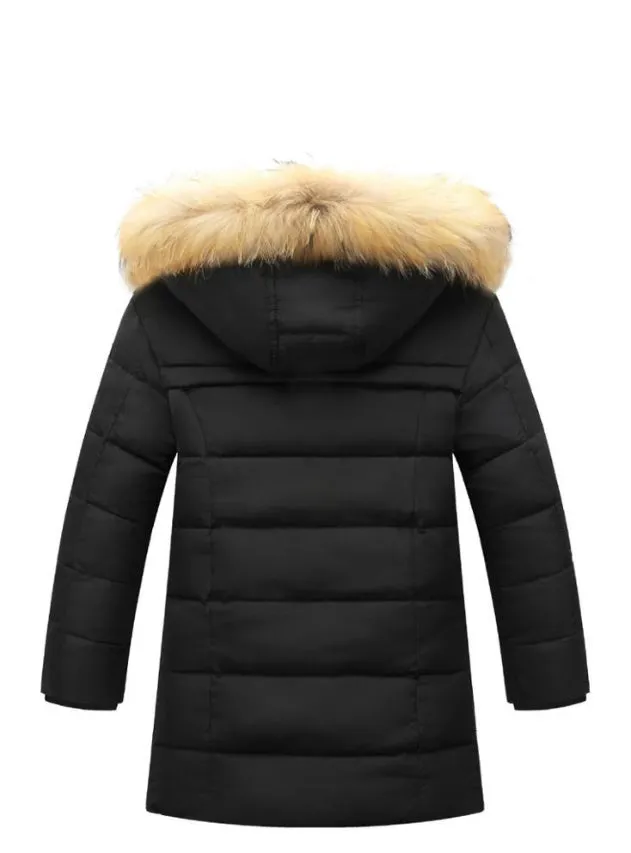 Fur Warm Coat Boys Hooded Down Outerwear