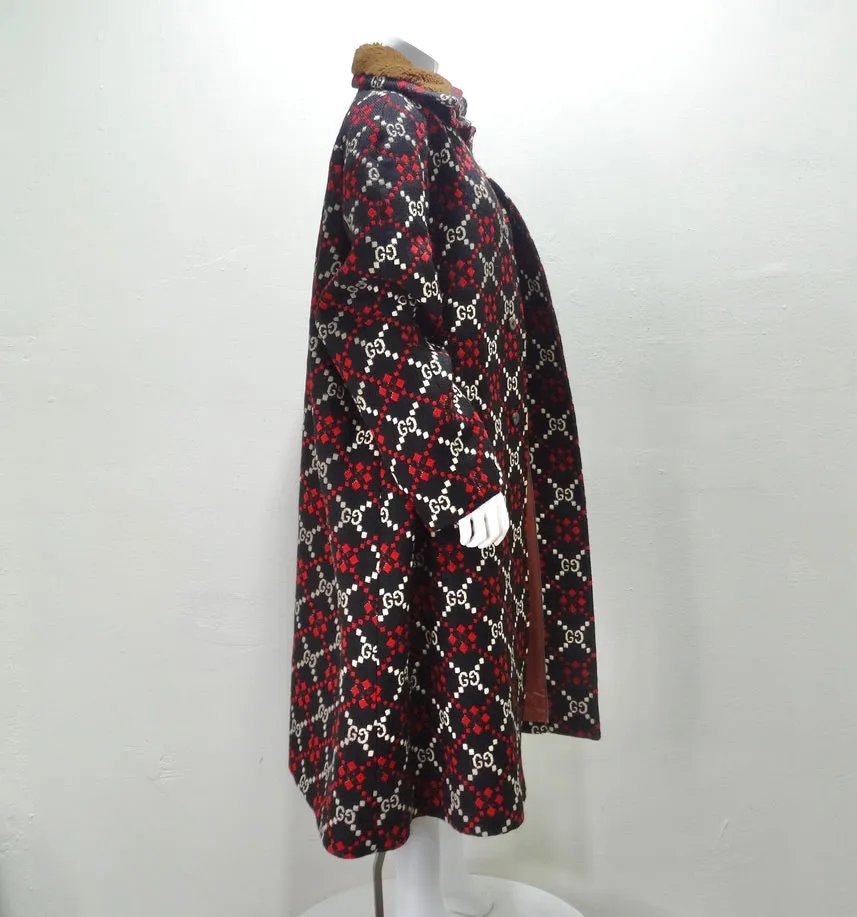 Gucci Diamond Wool GG Logo Oversized Cape Coat