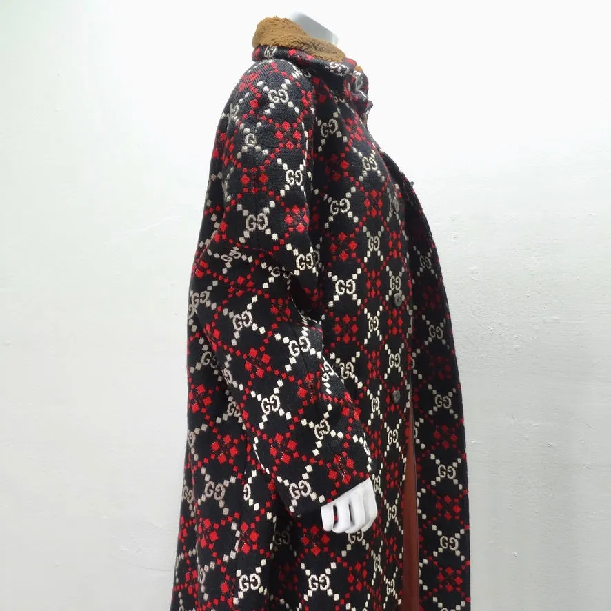 Gucci Diamond Wool GG Logo Oversized Cape Coat