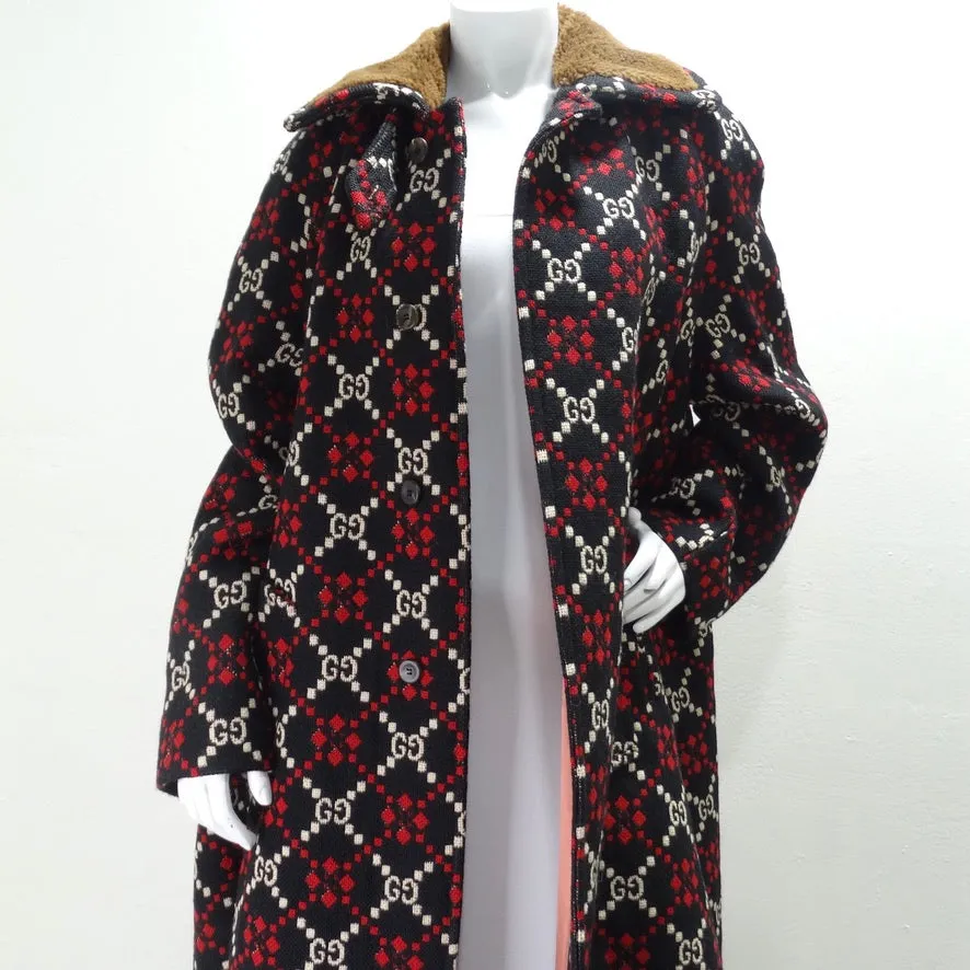 Gucci Diamond Wool GG Logo Oversized Cape Coat