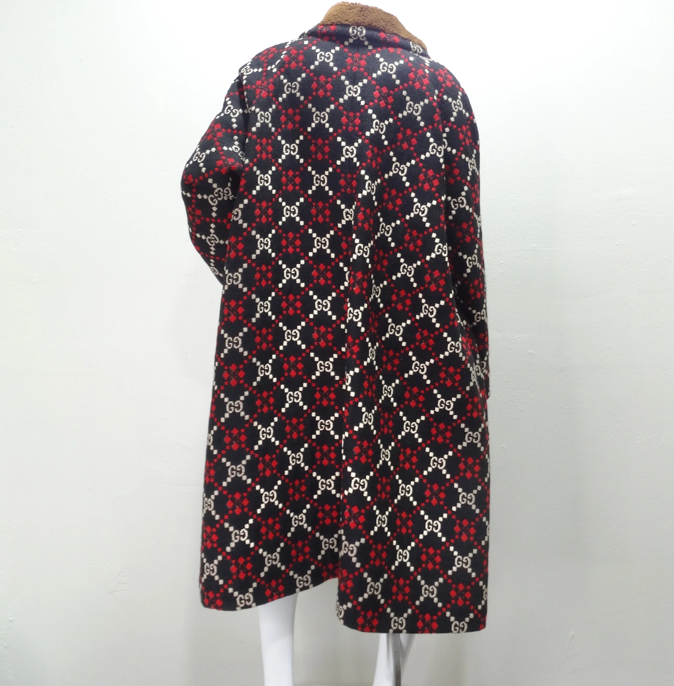 Gucci Diamond Wool GG Logo Oversized Cape Coat