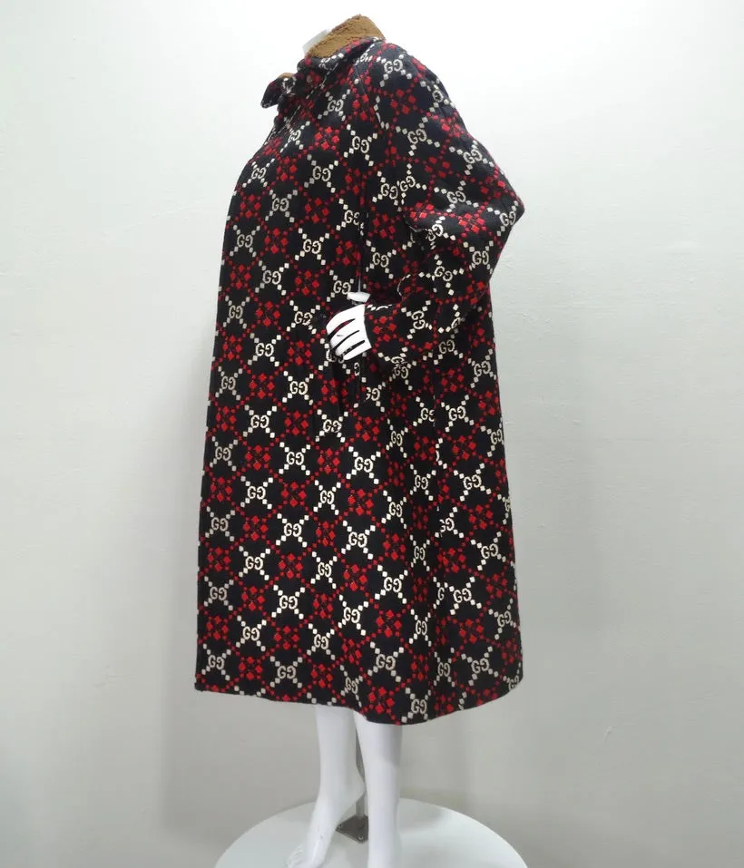 Gucci Diamond Wool GG Logo Oversized Cape Coat