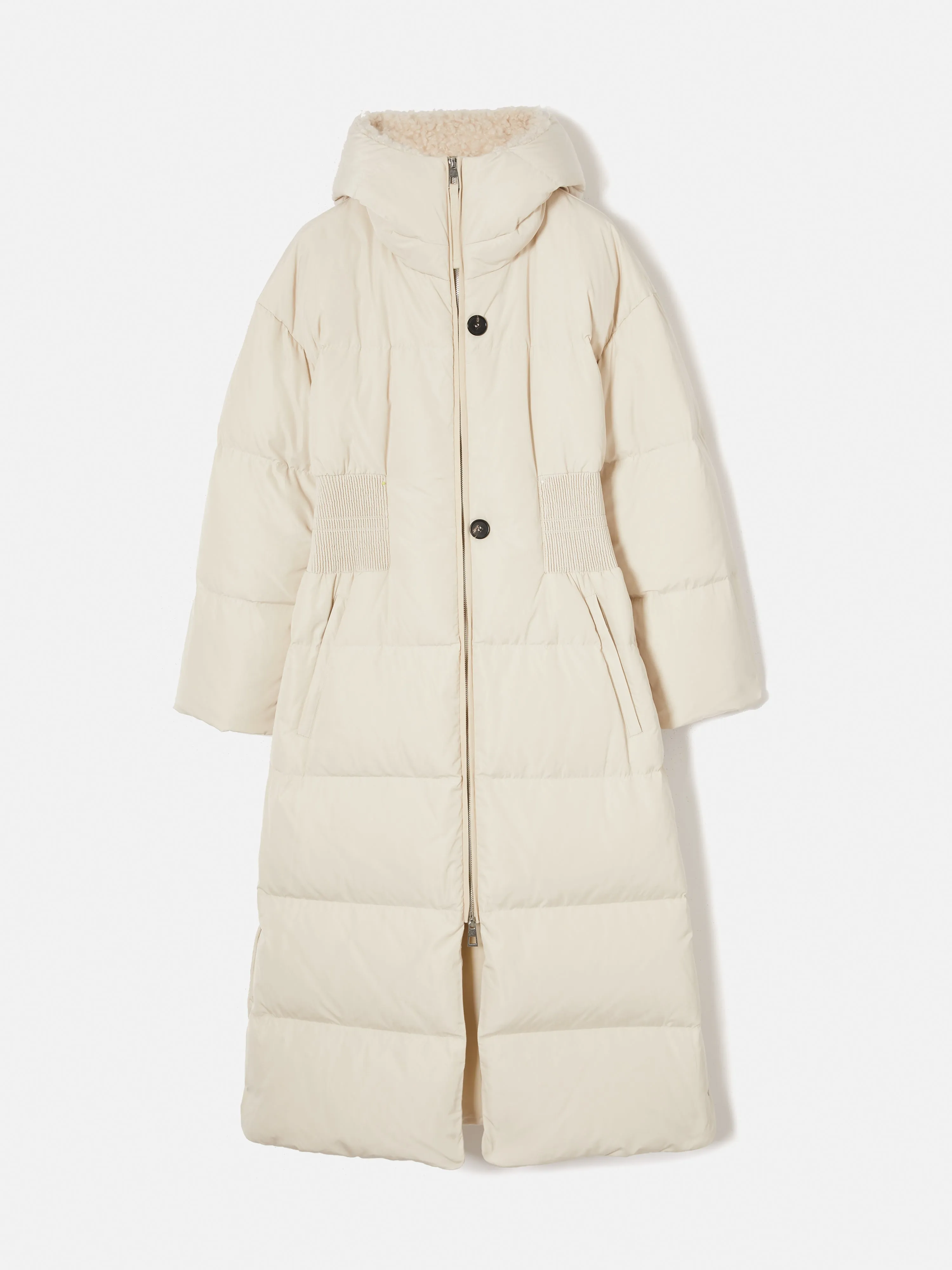 Hooded Down Maxi Puffer | Cream