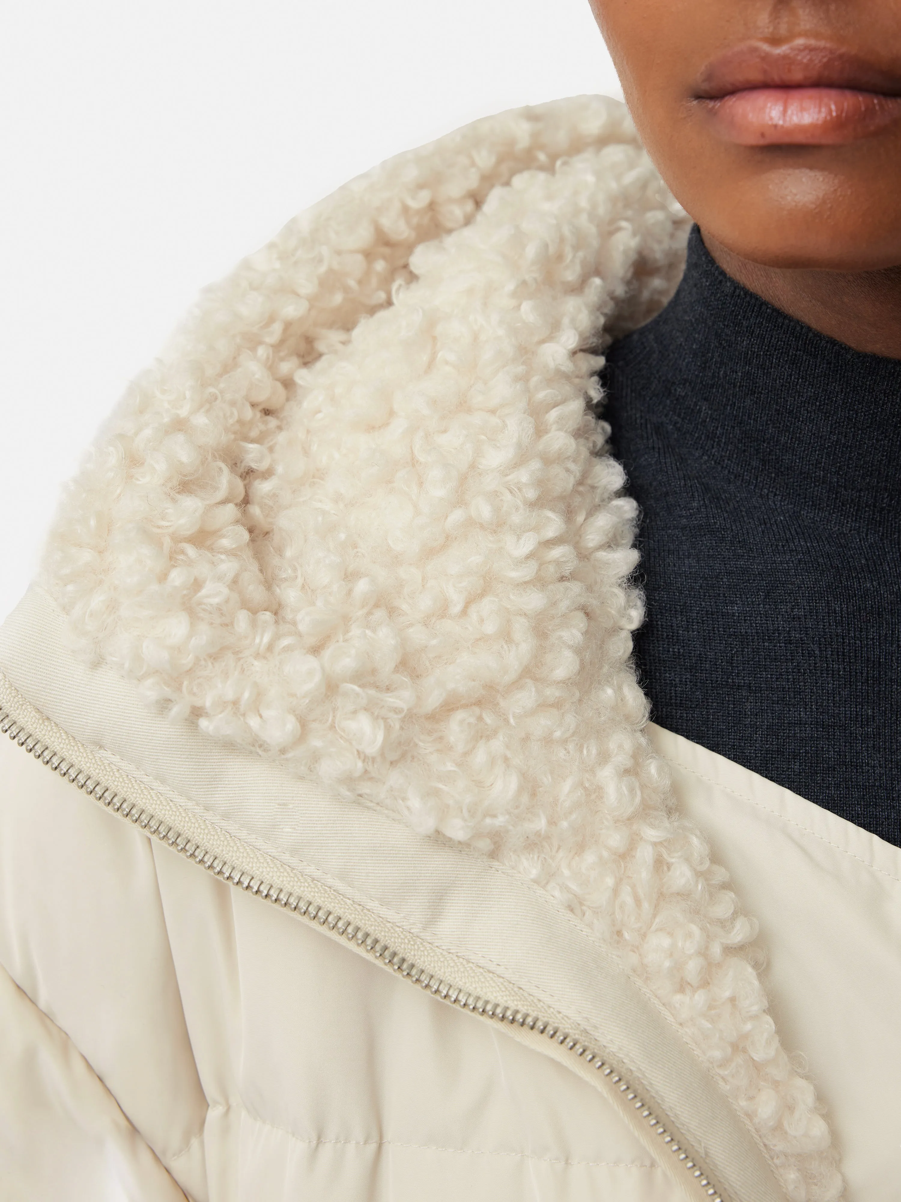 Hooded Down Maxi Puffer | Cream