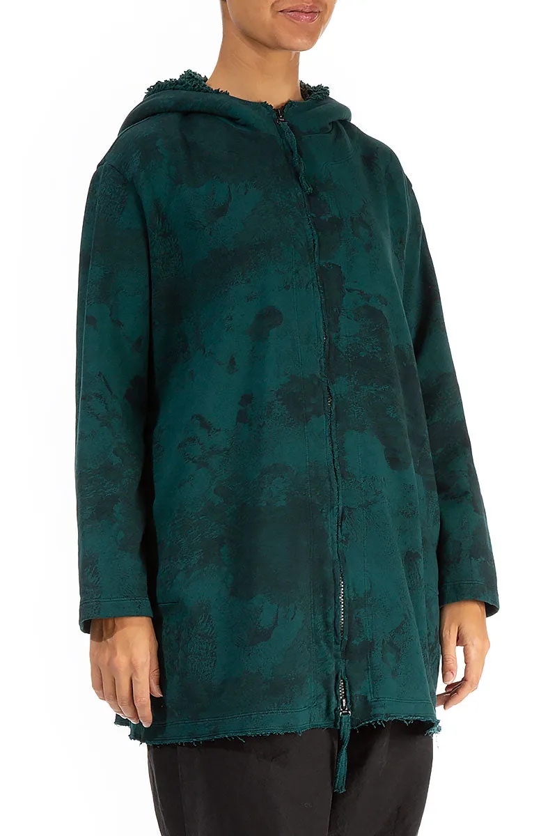 Hooded Emerald Marble Cotton Jacket