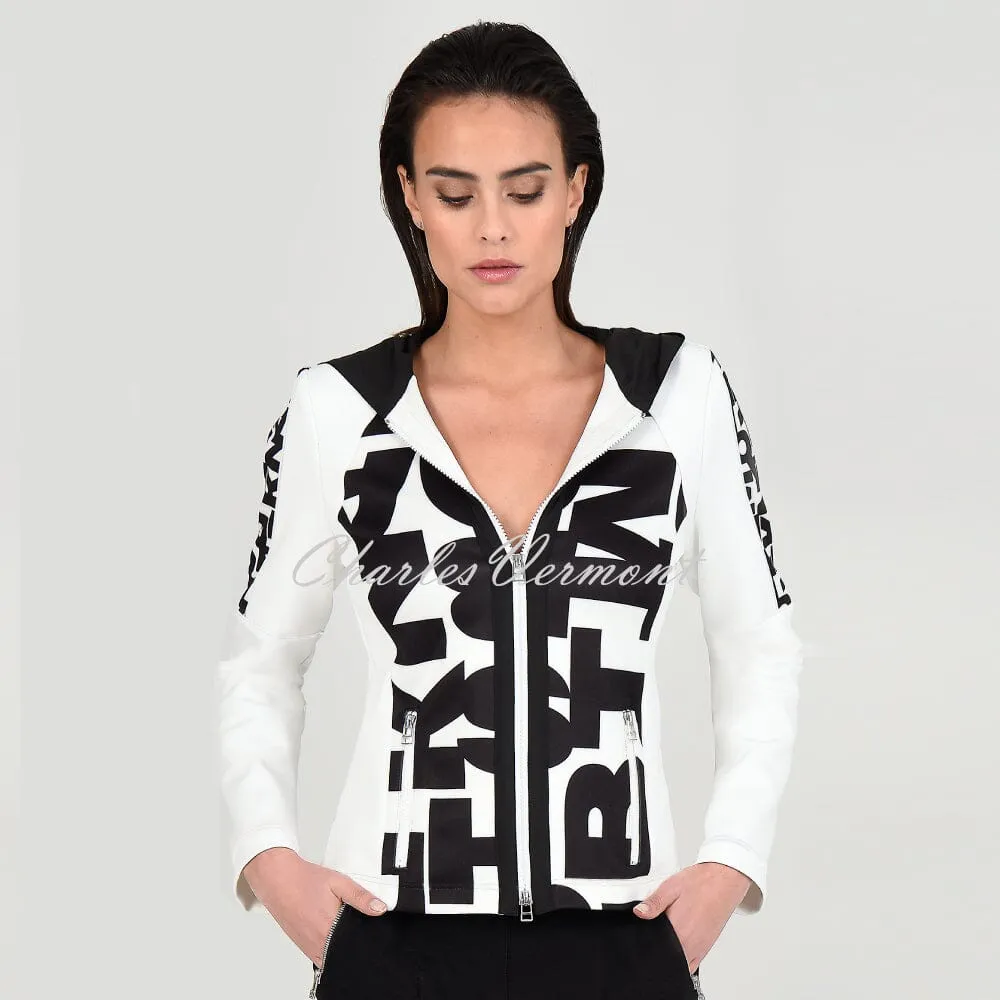 I'cona Hooded Letter Print Jacket - Style 67159-60144-90 (Black / Ivory)