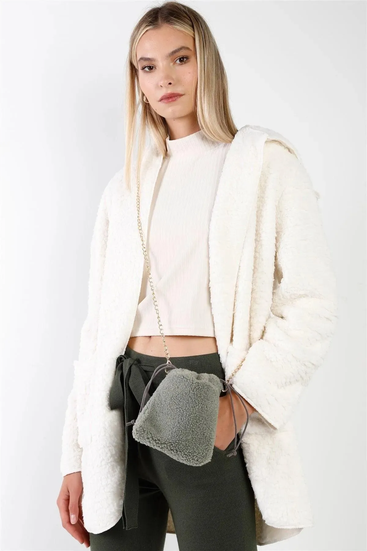 Ivory Oversized Fluffy Hooded Teddy Coat /1-2-2-1