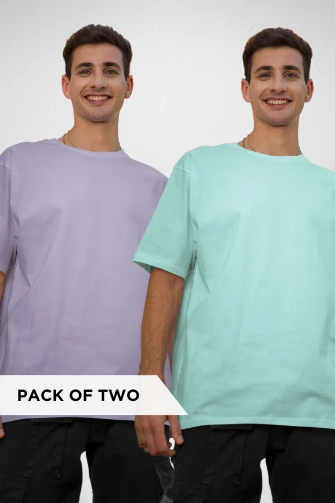 Lavender and Mint Oversized T-Shirts Combo for Men