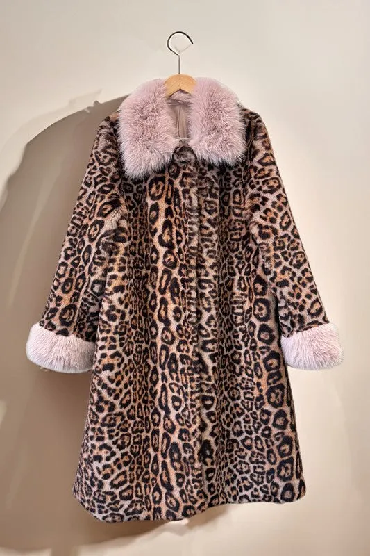 Leopard Print Faux Fur Coat