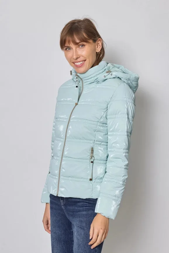 Light and Shiny Down Jacket with hood SKY BLUE