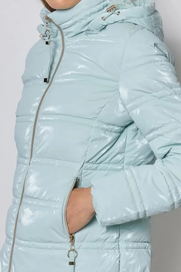 Light and Shiny Down Jacket with hood SKY BLUE