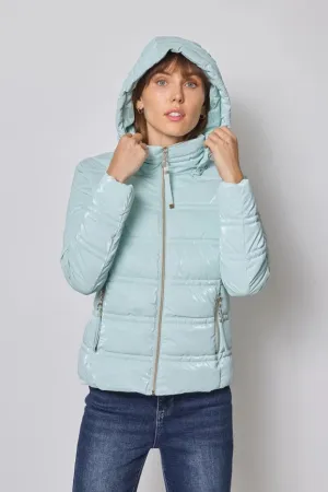 Light and Shiny Down Jacket with hood SKY BLUE