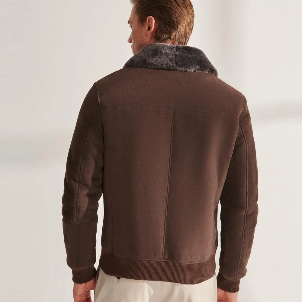 Men's Brown Shearling Aviator Jacket