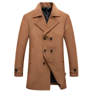 Men's Classic Double Breasted Wool Blend Pea Coat