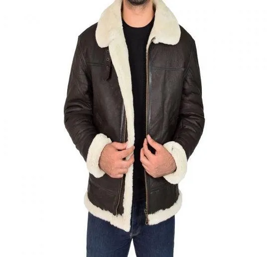 Men's Jet Black B3 Bomber Sheepskin Leather Jacket