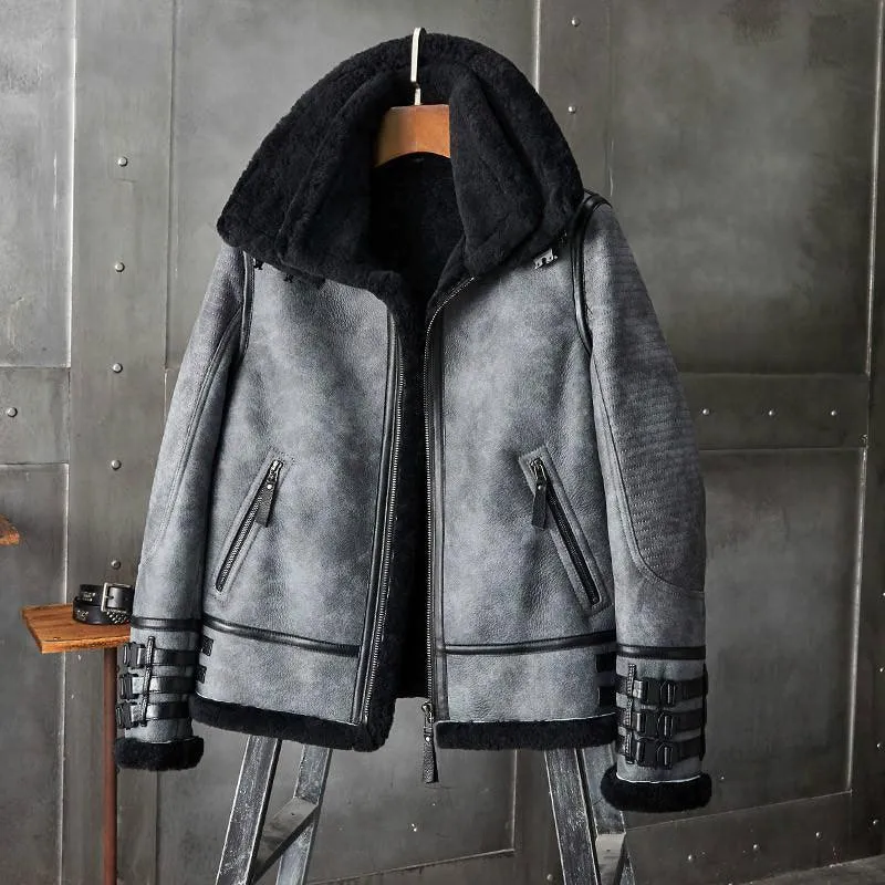 Men's Shearling B3 Bomber Jacket - Short Fur Coat