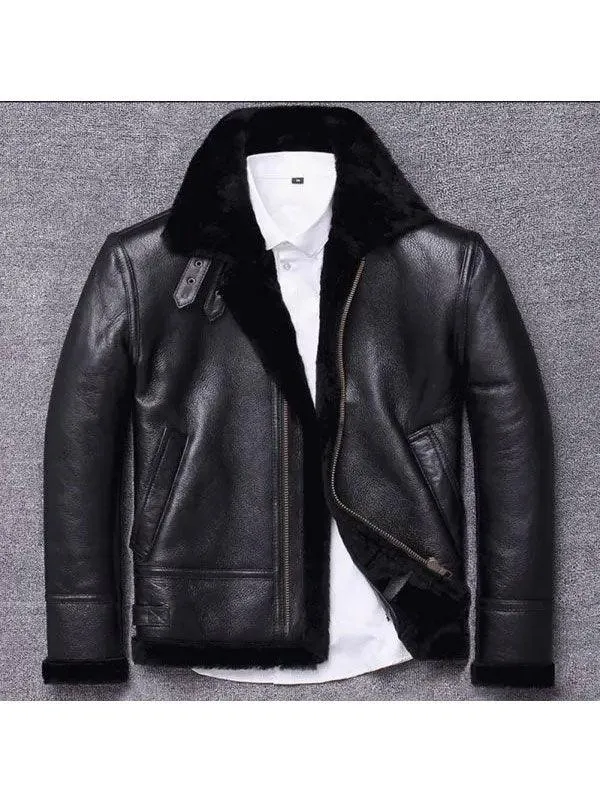 Men's Sheepskin Winter Fur Coat Shearling Jacket