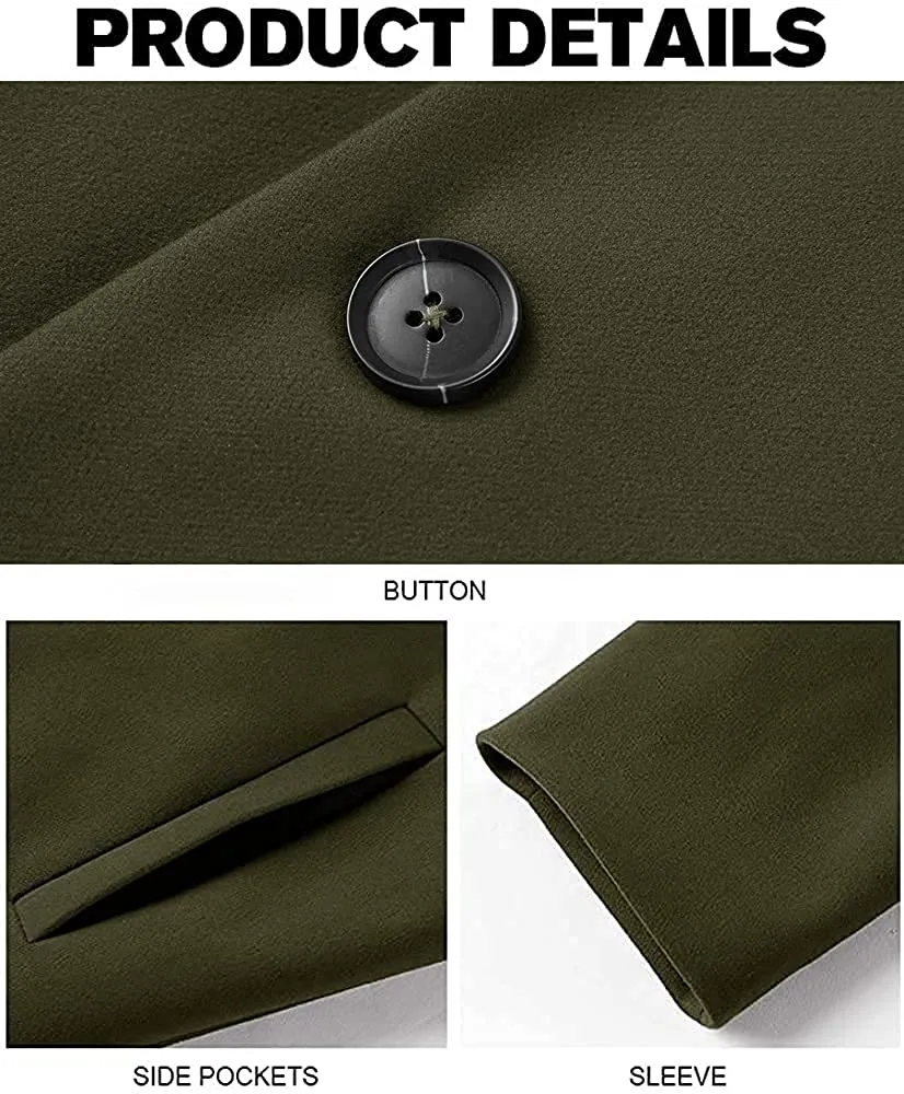 Men's Trench Coat Army Green Winter Warm Cotton Long Jacket Overcoat