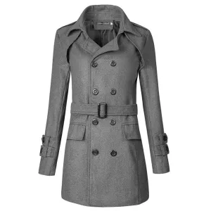 Men's Woolen Autumn And Winter Trench Coat