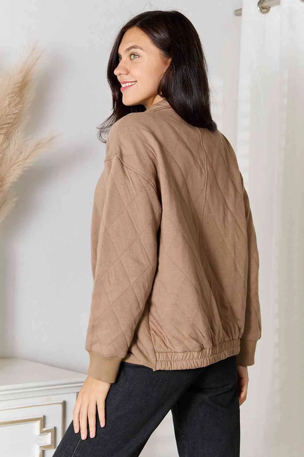 Mocha Zip-Up Jacket with Pockets