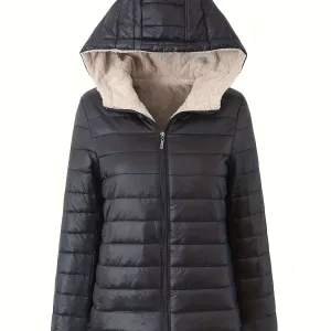 Nina | Warm puffy jacket with zipper and faux fur lining